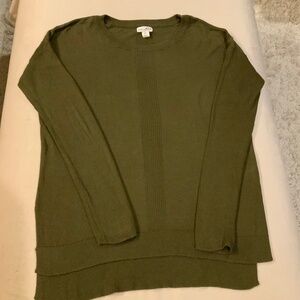 Shrinking Violet L Olive Green Crewneck, Lightweight Sweater Cottagecore